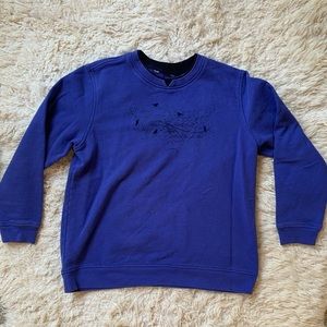 Vintage Dark Purple & Black Bird Graphic Crewneck Sweater